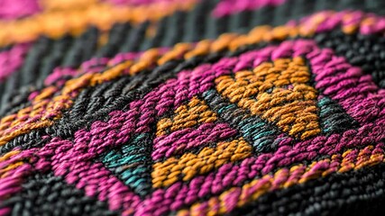 Intricate textile embroidery showcases vibrant colors and patterns from traditional craftsmanship - Powered by Adobe
