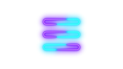 Neon bars icon cyan purple color glowing with transparent background