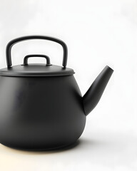 Obraz premium Elegant black kettle displayed on a neutral background highlighting its modern design and simplicity
