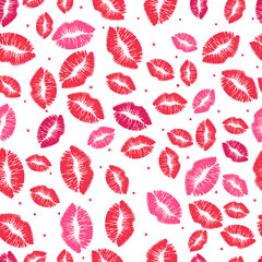Art & IllustrationA fun and flirty seamless pattern featuring red and pink lipstick kisses on a white background. Perfect for Valentine's Day, romantic designs, or beauty and fashion projects.
