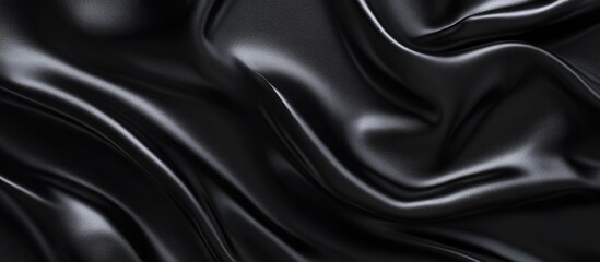 Obraz premium Abstract smooth black silk fabric texture with folds and waves