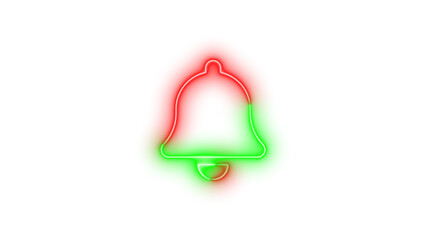 Neon bell icon green red color glowing with transparent background