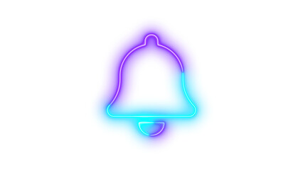 Neon bell icon cyan purple color glowing with transparent background