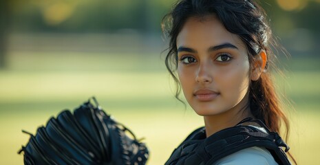 Portrait of a determined baseball player wearing protective gear outdoors