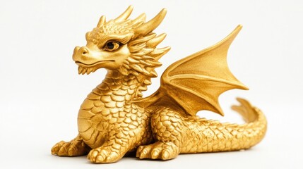 Obraz premium Gold Dragon Sculpture Figurine - Symbolic Fantasy Decoration
