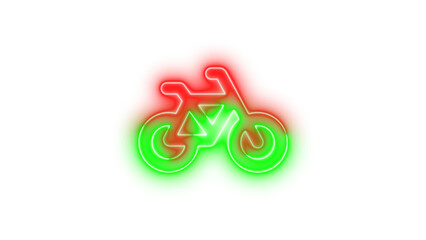 Fototapeta premium Neon bicycle icon green red color glowing with transparent background