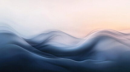 Subtle gradient gray background with soft flowing waves creates serene atmosphere. gentle curves evoke sense of calm and tranquility, perfect for relaxation or meditation