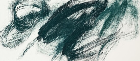 Obraz premium Abstract black and teal brush strokes on white textured paper background