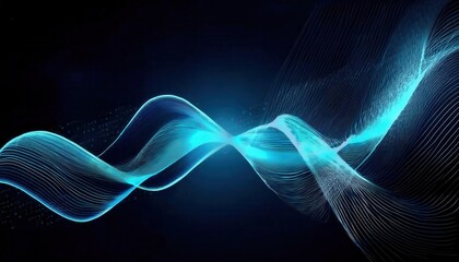 futuristic blue wave of light, digital data stream, glowing abstract lines, high-tech motion graphics design