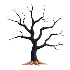 Obraz premium A barren tree with twisting branches and sparse leaves.