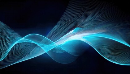 futuristic blue wave of light, digital data stream, glowing abstract lines, high-tech motion graphics design