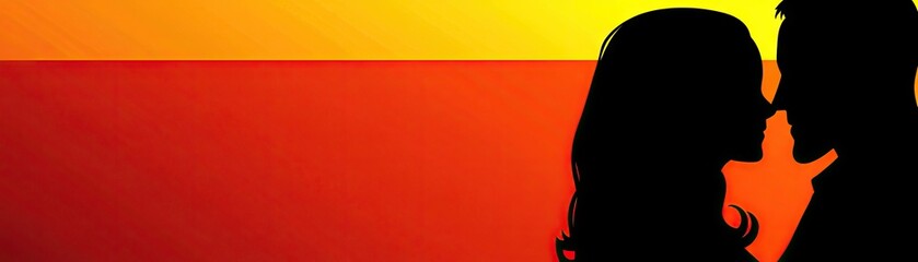 Obraz premium Couple silhouette, sunset backdrop, romance, love, relationship