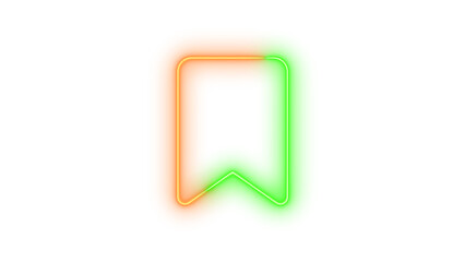 Neon bookmark icon brown green color glowing with transparent background
