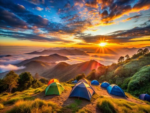 Golden Sunrise Over Mulayit Mountain Tent Site Captured in Time-Lapse