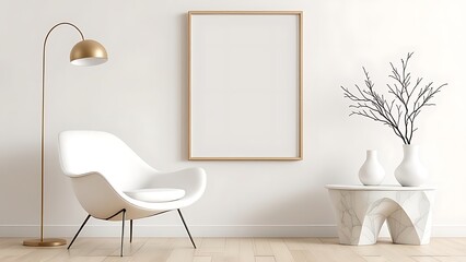 Frame mockup, paper size. Living room wall poster mockup. Interior mockup with house background. Modern interior design.