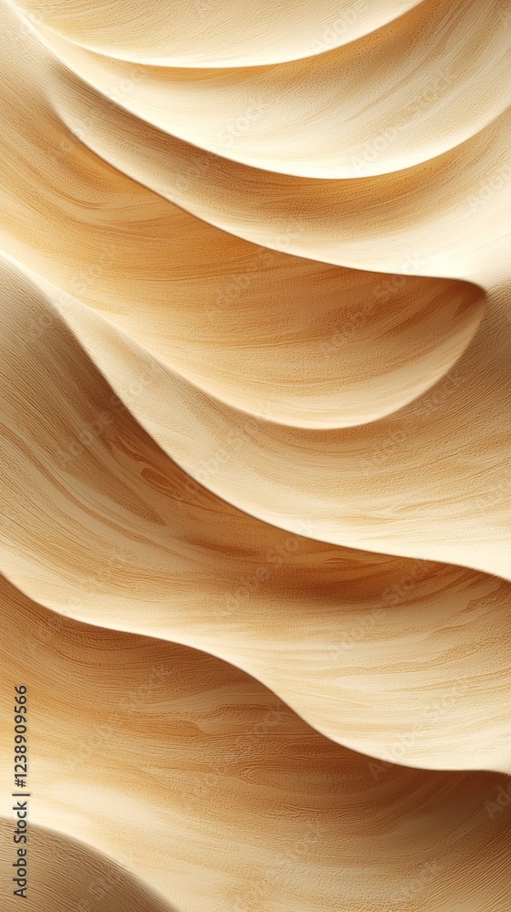 Poster Softly undulating wooden layers intertwine, displaying a harmony of form and texture. The warm tones invite the viewer to appreciate the artistry found in nature and craftsmanship