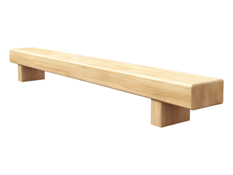 Wooden gymnastics beam isolated on transparent background, PNG, cut out