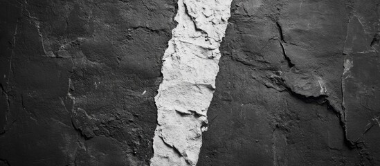 Close-up of textured stone surface with contrasting vertical crack or crevice