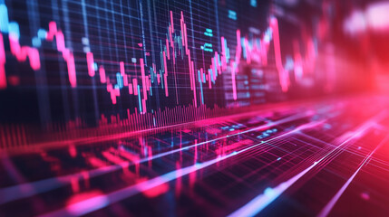 Fototapeta premium Financial Stock Market Chart with Red Declining Trend Line