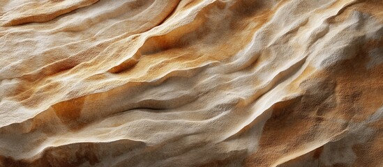 Close-up of eroded sandstone surface with layered orange and beige textures