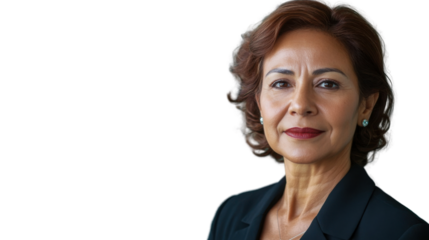 Confident senior businesswoman posing on transparent background