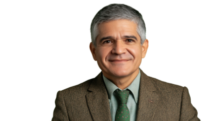 Smiling senior businessman with transparent background posing for corporate portrait