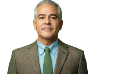 Confident businessman posing on transparent background