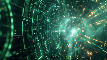 Obraz premium A glowing, colorful, and abstract image of a sphere with a black hole in the center.