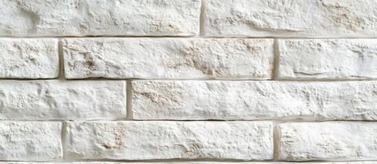 Fototapeta premium White brick wall texture background with natural stone finish.