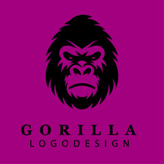 Fierce Gorilla Head Tribal Logo Design Vector for Branding, Digital Artwork, Emblems, and Wild Nature-Themed Creative Projects
