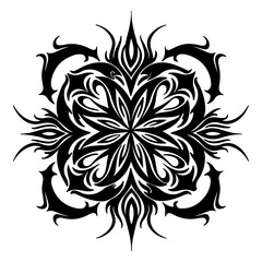 logo black and white snowflake tattoo  and black and white flower ornamental round ornament