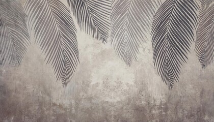 textured palm leaf drawing with subtle earth tones and artistic details for interior decor or wall art design