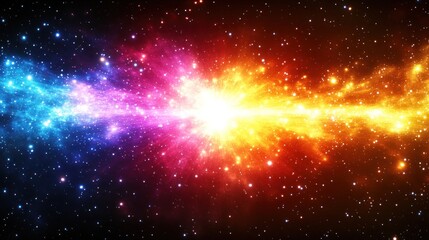 Fototapeta premium Cosmic collision, vibrant nebulae clash in space.