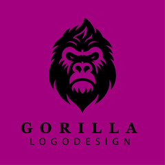 Fierce Gorilla Head Tribal Logo Design Vector for Branding, Digital Artwork, Emblems, and Wild Nature-Themed Creative Projects
