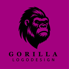 Fierce Gorilla Head Tribal Logo Design Vector for Branding, Digital Artwork, Emblems, and Wild Nature-Themed Creative Projects
