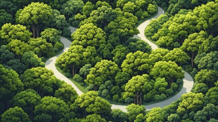 Winding Path Through Lush Green Forest