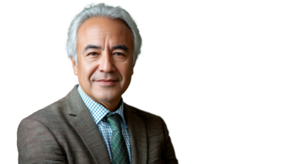 Confident senior businessman smiling on transparent background