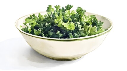 Fototapeta premium A Bowl of Fresh Green Kale Leaves