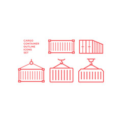 Container icons set, logistic and delivery sign vector graphic. Shipping symbol, cargo container box illustration.