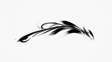 Obraz premium Minimalist Black Ink Abstract Brushstroke on White Canvas