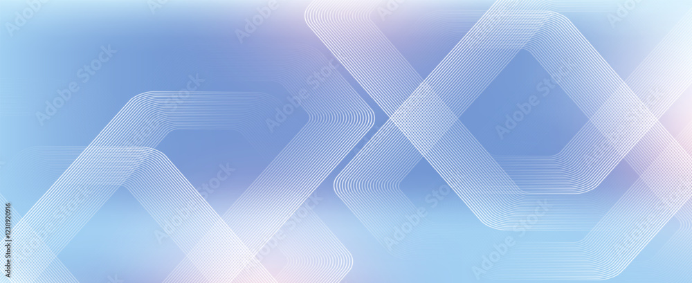 Poster Digital futuristic technology concept with hexagons. Digital hexagonal blue abstract background. Geometric stripe line art design for poster, brochure, cover, banner, website, header