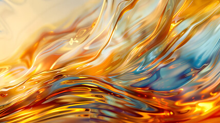 A painting of a wave of oil with a yellowish tint.