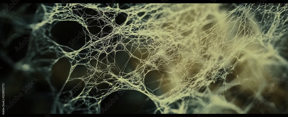 Wall mural close-up view of intricate spider web patterns in nature