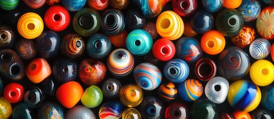 Colorful Assorted Marbles Close-up with Varied Patterns and Textures