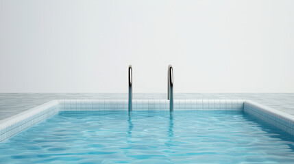 Obraz premium serene swimming pool with clear water and stainless steel ladders