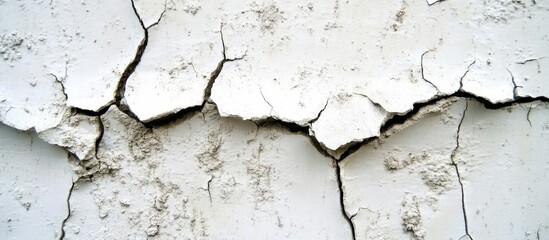 Fototapeta premium Cracked and Weathered White Plaster Wall Surface Close-Up