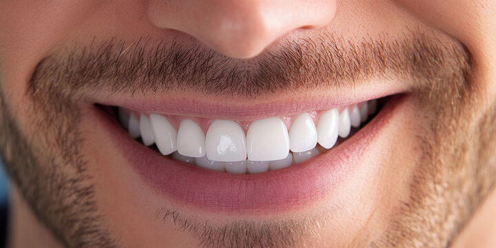 Smiling man showing bright white teeth in close-up view