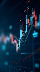A close-up of a stock market chart with a symbol representing commodity trading superimposed.
