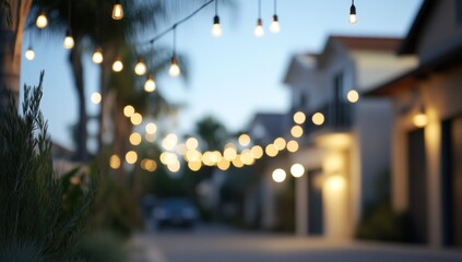 Evening Street Lights: Warm Glow of Suburban Twilight
