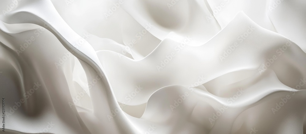 Poster white silk fabric texture with soft flowing waves and subtle highlights suitable for backdrop design